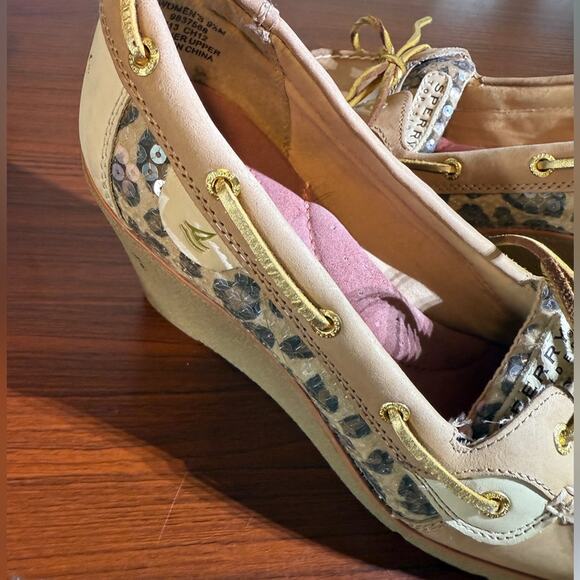 Sperry Loafers Women’s Size 9.5 Leopard Print Suede Wedge Slip On Casual - Picture 5 of 5